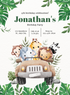 Green Jungle Animals Invitation-AAANI003