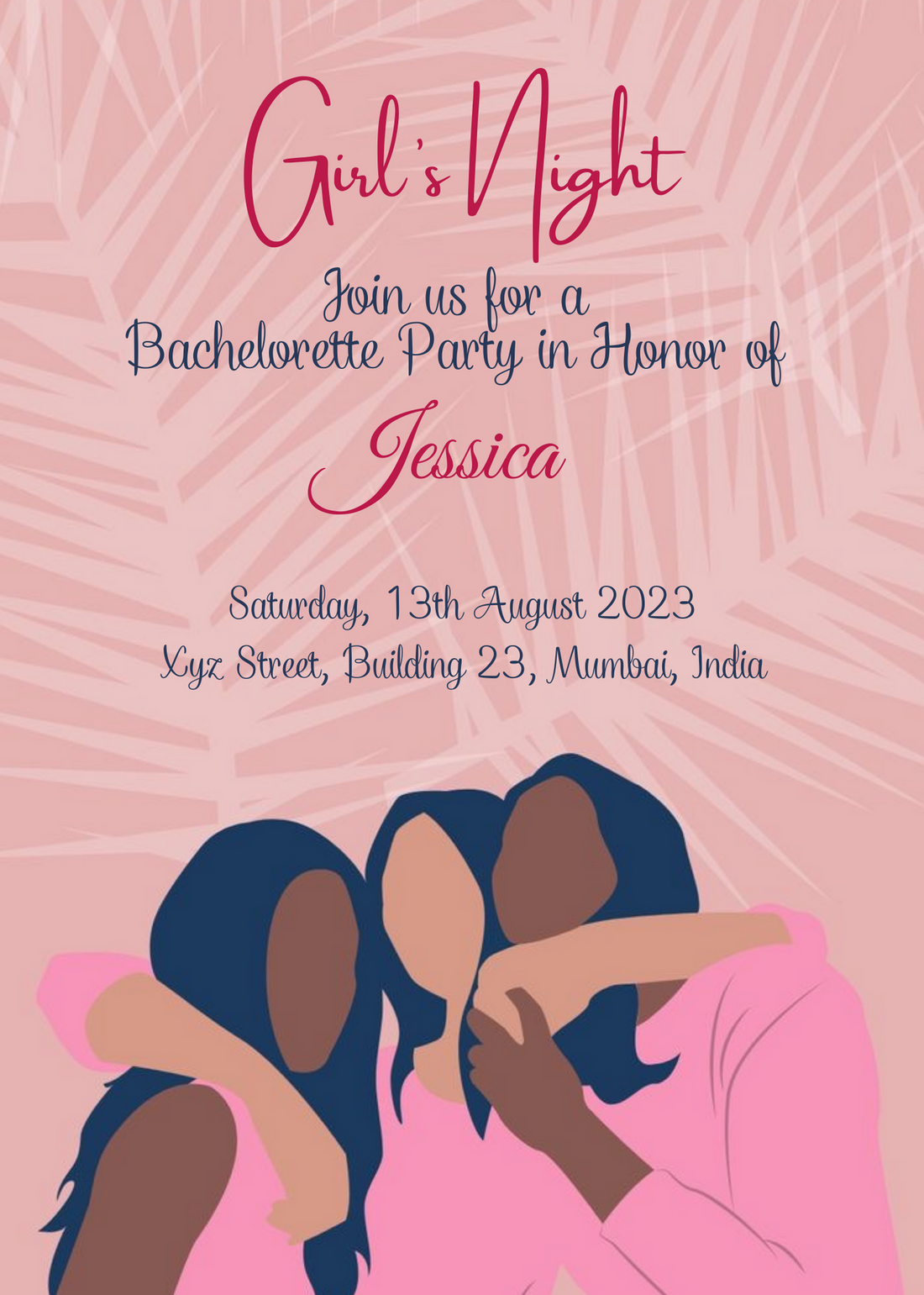 Pink A Night Of Sisters Sparkle Girls Night Invitation-AAGNI001