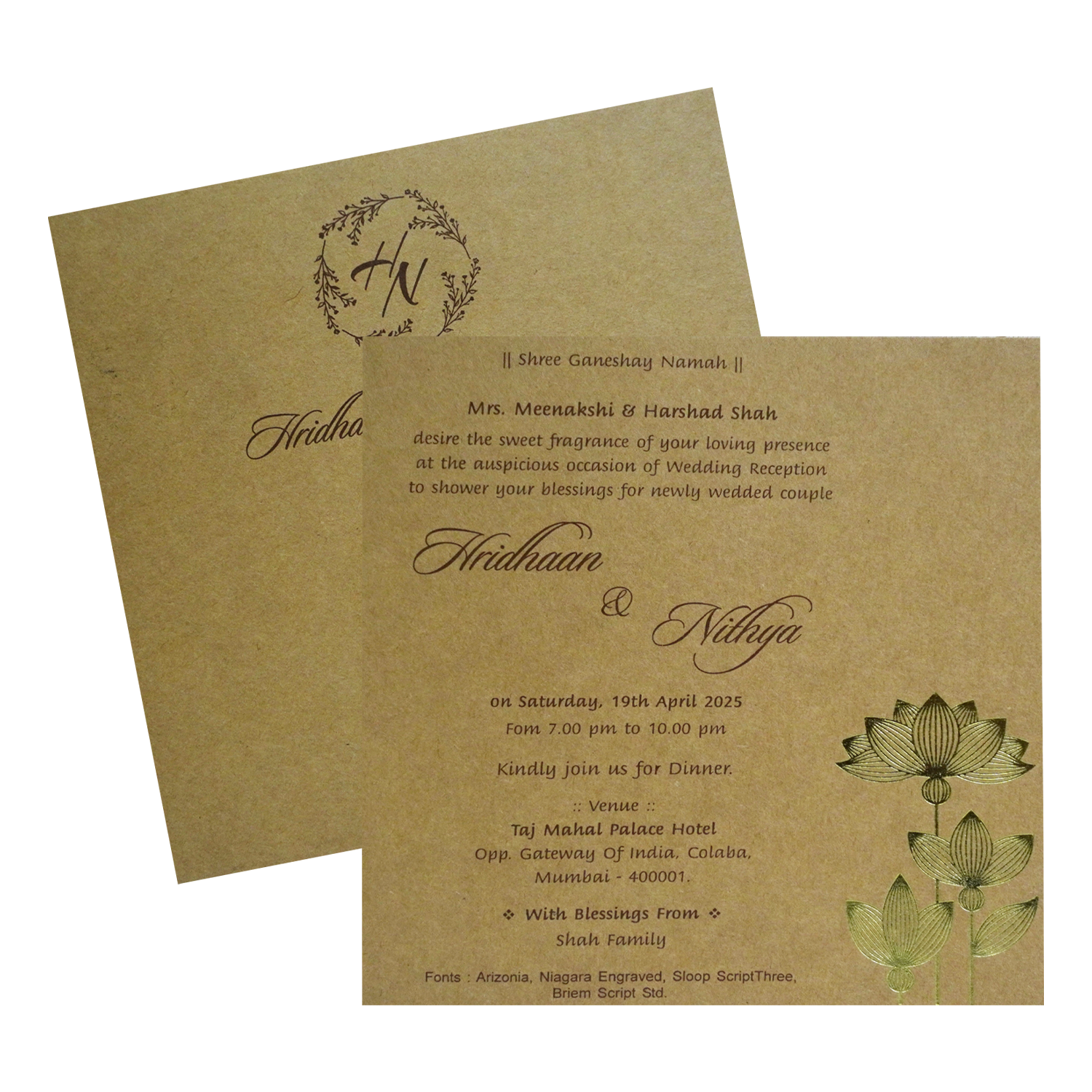 Make your event special with our exclusive Khaki Brown Lotus Single card. Shop now! ?WhatsApp Support ?Express Delivery.