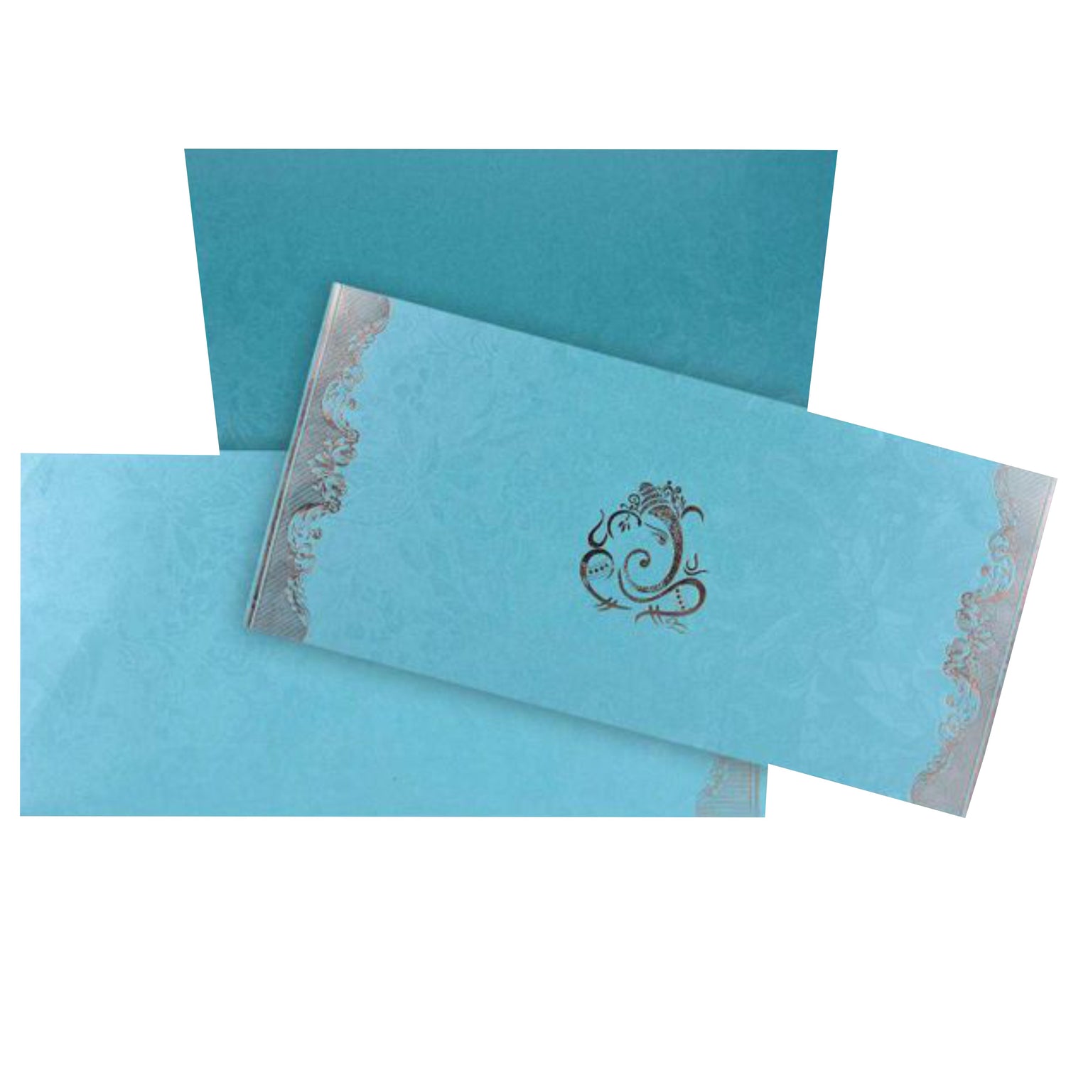 Lovely Light Blue Shading With Gold Foiling Wedding Card