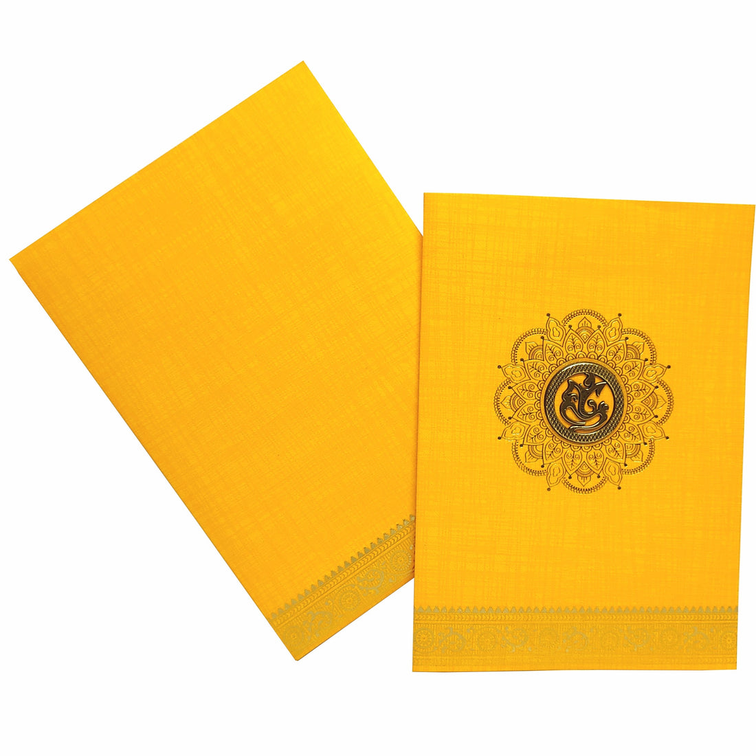 Orange Metallic Designer Invitation Card With Gold Foiling Print-KNCM26OF