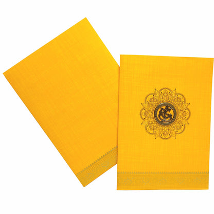 Orange Metallic Designer Invitation Card With Gold Foiling Print-KNCM26OF