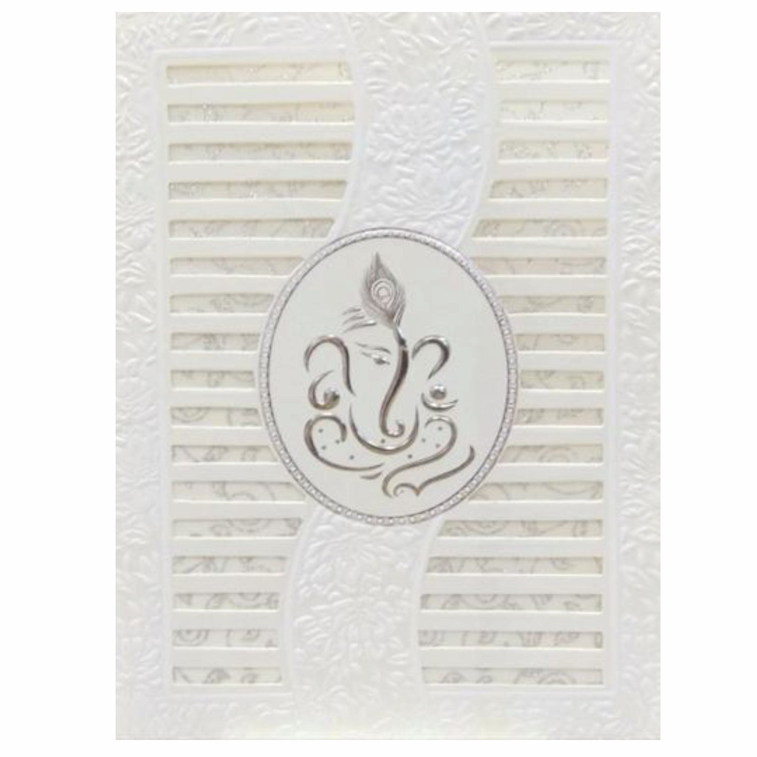 Dazzling White Colour With Ganesha Wedding Card- KNK30730