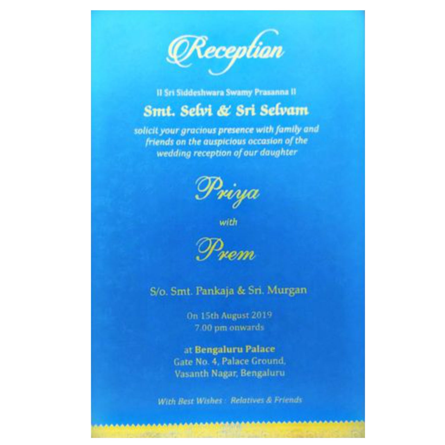 Blue single sheet with gold envelope invitation card-KNS012GB