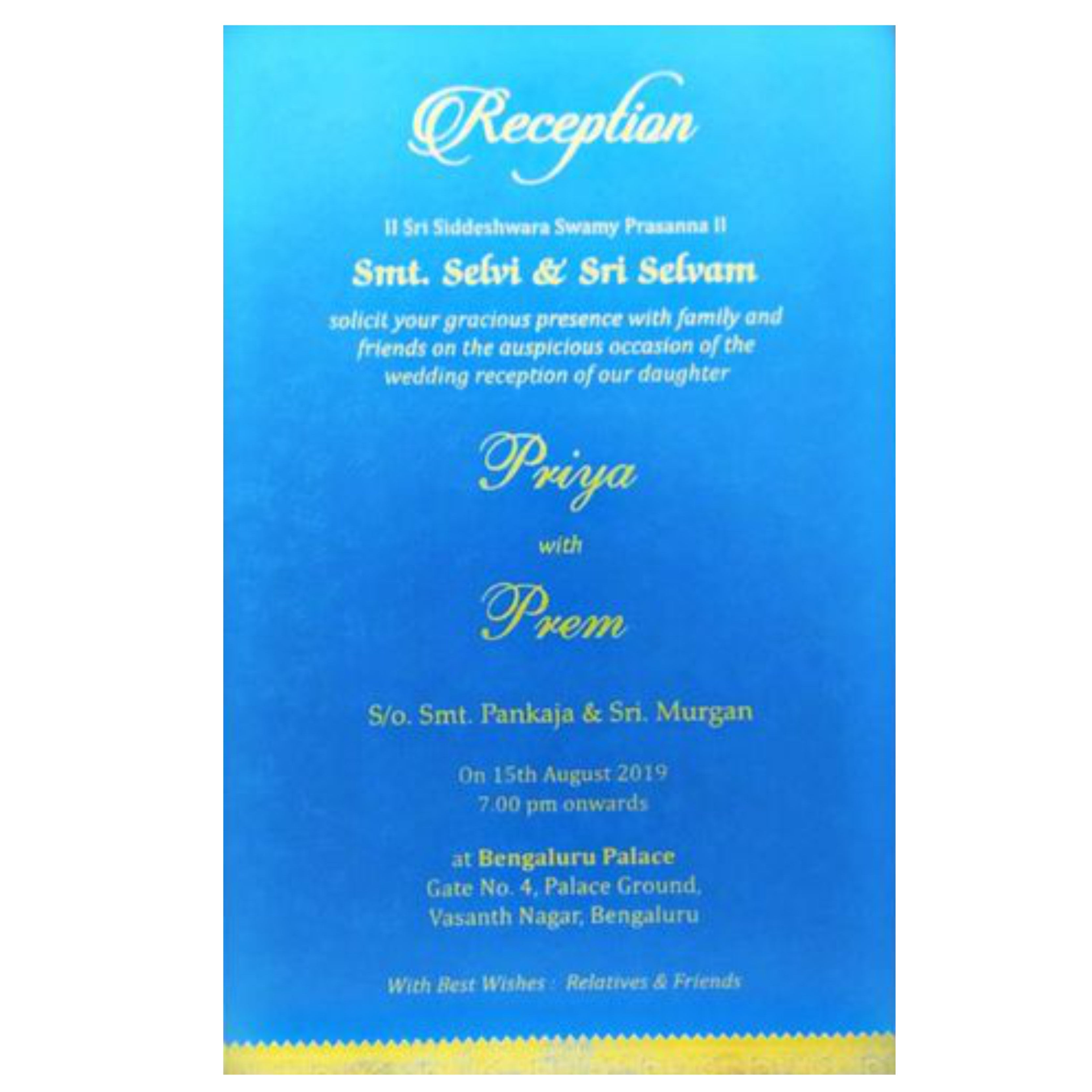 Blue single sheet with gold envelope invitation card-KNS012GB