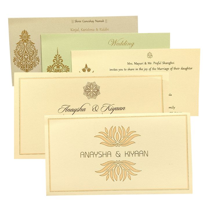 Cream Floral Padded Invitation Card-King of Cards