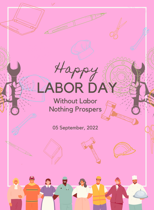 Pink Theme Labor Day Invitation-AALAB001