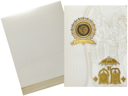 White Floral Balaji Padmavathi Invitation Card-KNJS2061