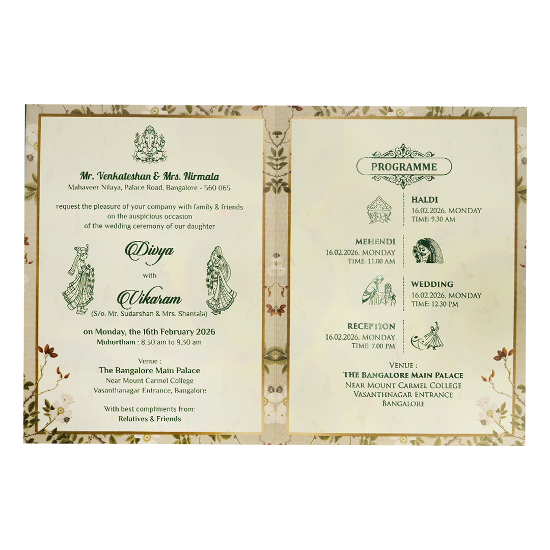 Grey Floral Monogram Wedding Card-KNTY6817