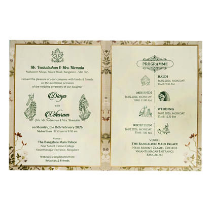 Grey Floral Monogram Wedding Card-KNTY6817