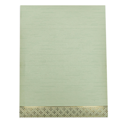 Green Gold Ganesha Floral Wedding Card-KNKR5034N