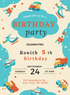 Blue Vintage Kids birthday Invitation-AAKBI020