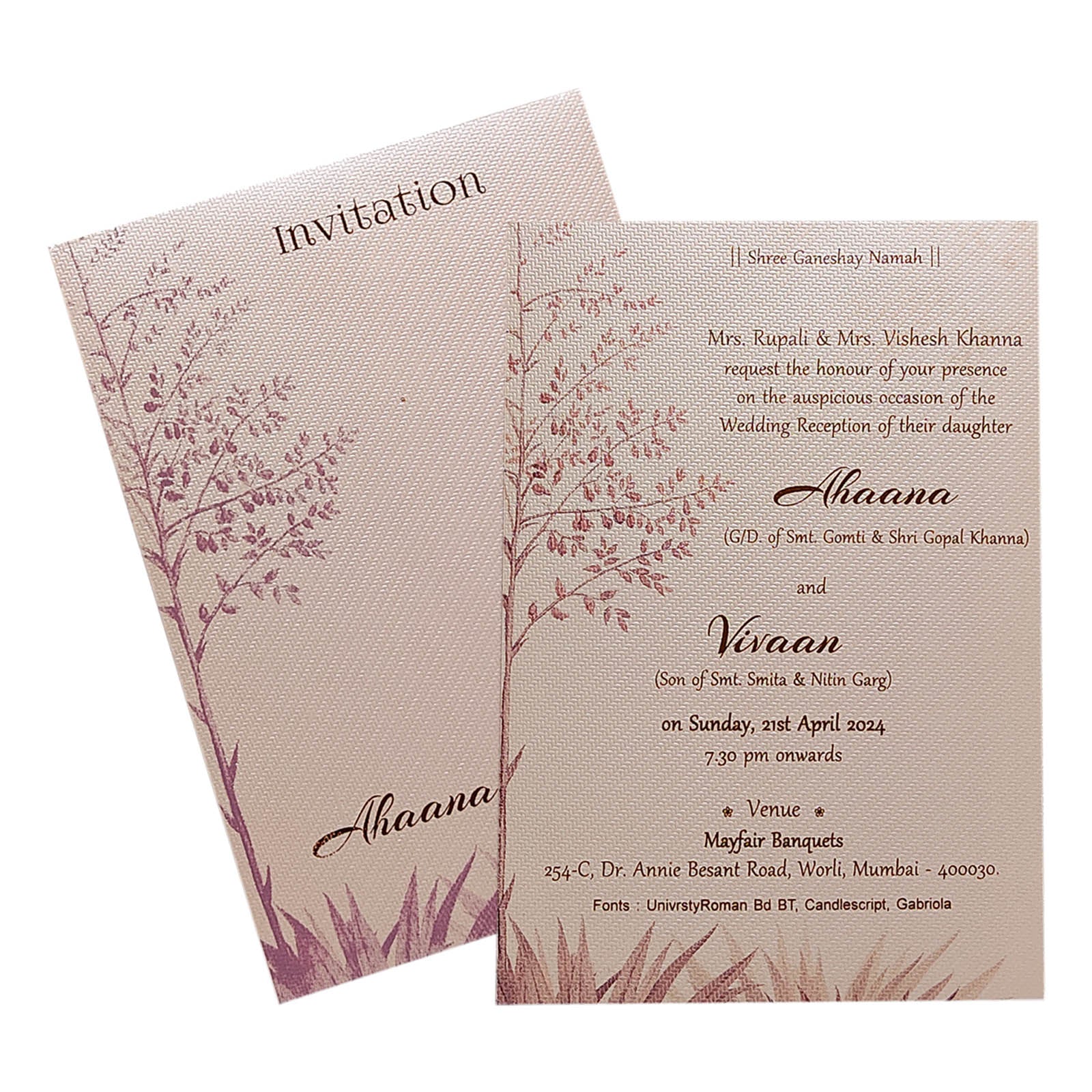 Purple Tree Single Sheet Invitation Card – King of Cards