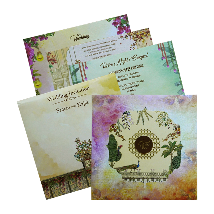 Pastel Shades Ivory Wedding Card-King of Cards