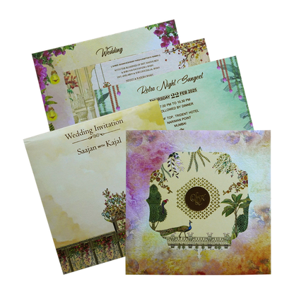 Pastel Shades Ivory Wedding Card-King of Cards