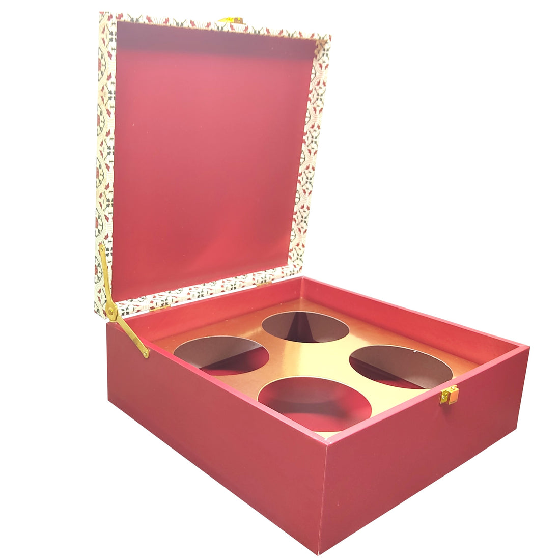 Red Floral Square Box Invitation-KBX0505