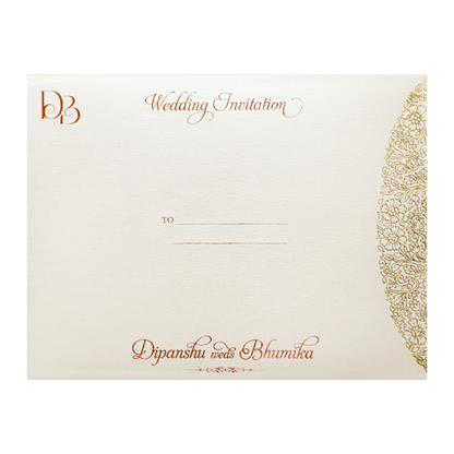 White Gold Tree Minimal Padded Wedding Card-KSI64460