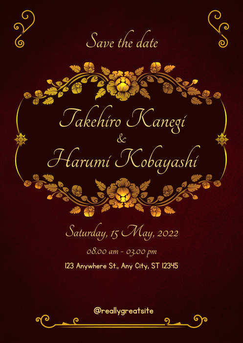 Red Gold Modern Wedding Invitation-EINK0028