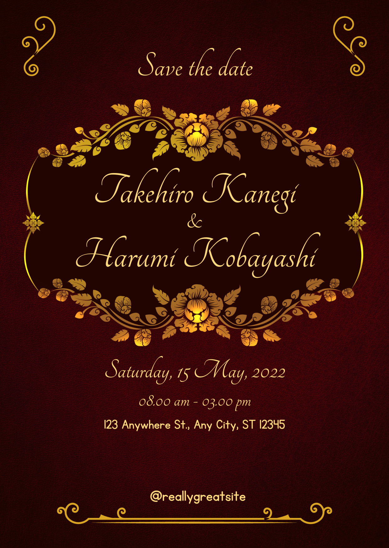 Red Gold Modern Wedding Invitation-EINK0028