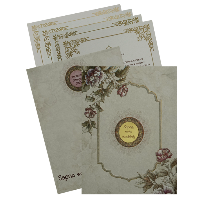 Cream Floral Invitation-King of Cards