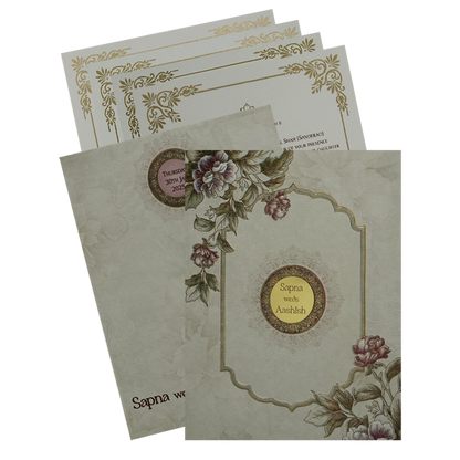 Cream Floral Invitation-King of Cards