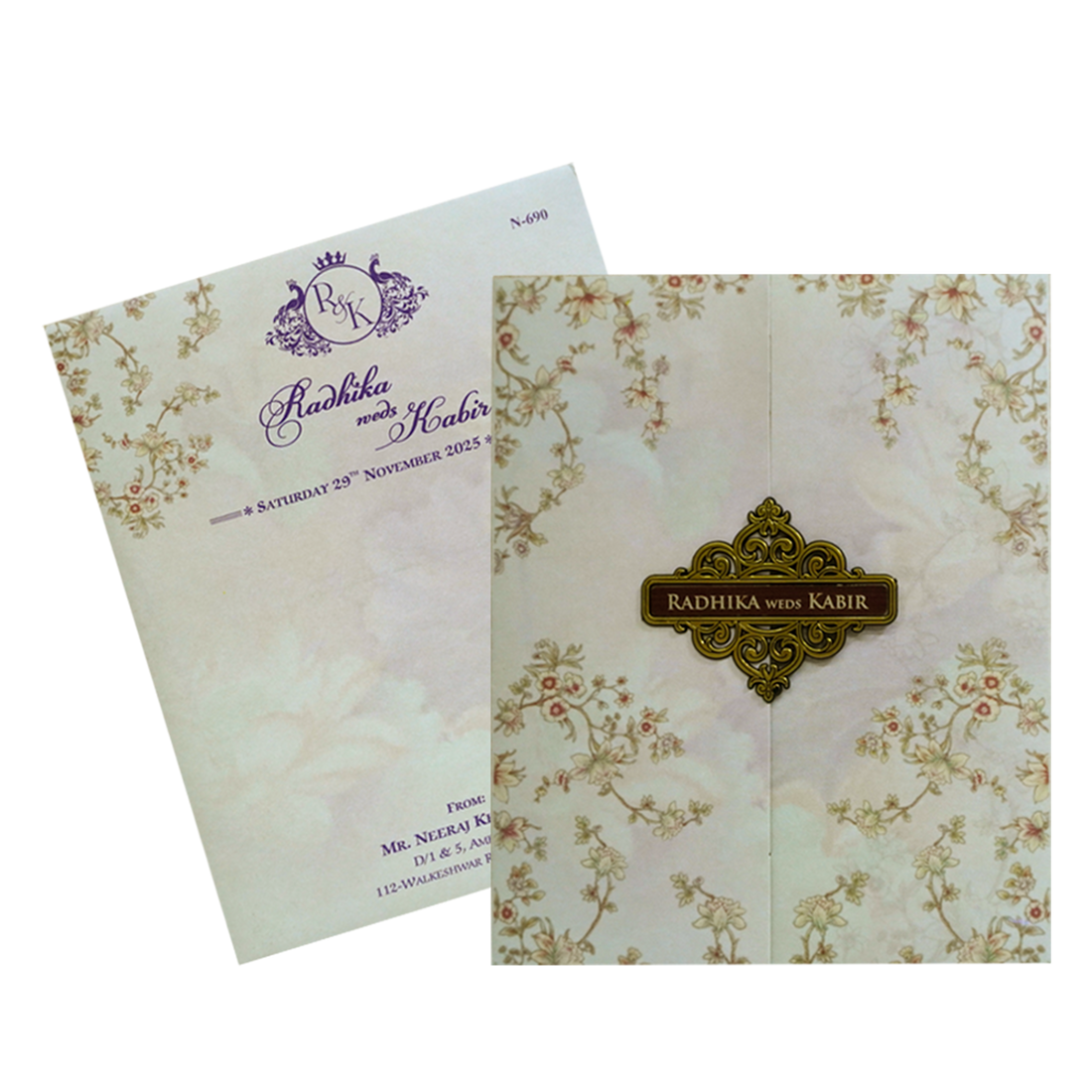 Soft Green Floral Invitation-KVN06900