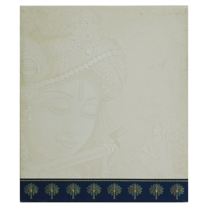 Blue Radhe Krishna Padded Wedding Invitation-King of Cards