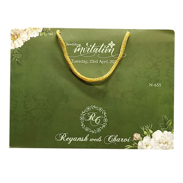 Dark Olive Green Padded Invitation-King of Cards