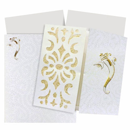 Gorgeous White Flower Laser Cut Ganesha Card - KNK30620