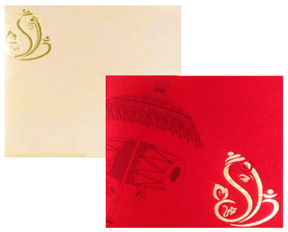 Red Ganesha Square Invitation-CXP141