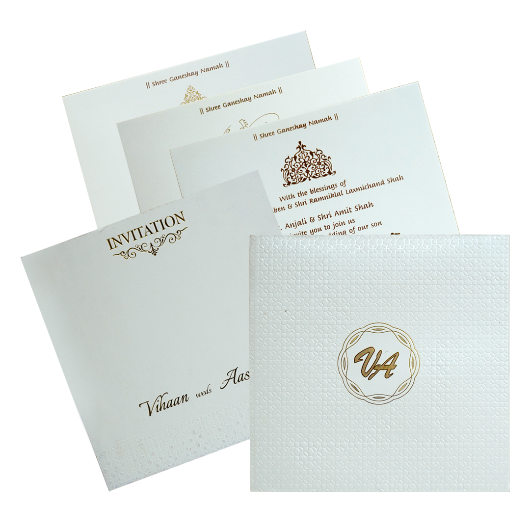 Make your event special with our exclusive White Textured Wedding Card. Shop now! ?WhatsApp Support ?Express Delivery.