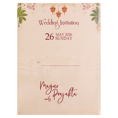 Pink Peacock Garden Wedding Card-KSH73060