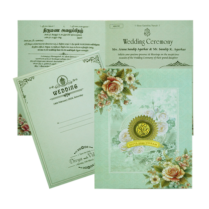 Pastel Green Floral Wedding Card-King of Cards