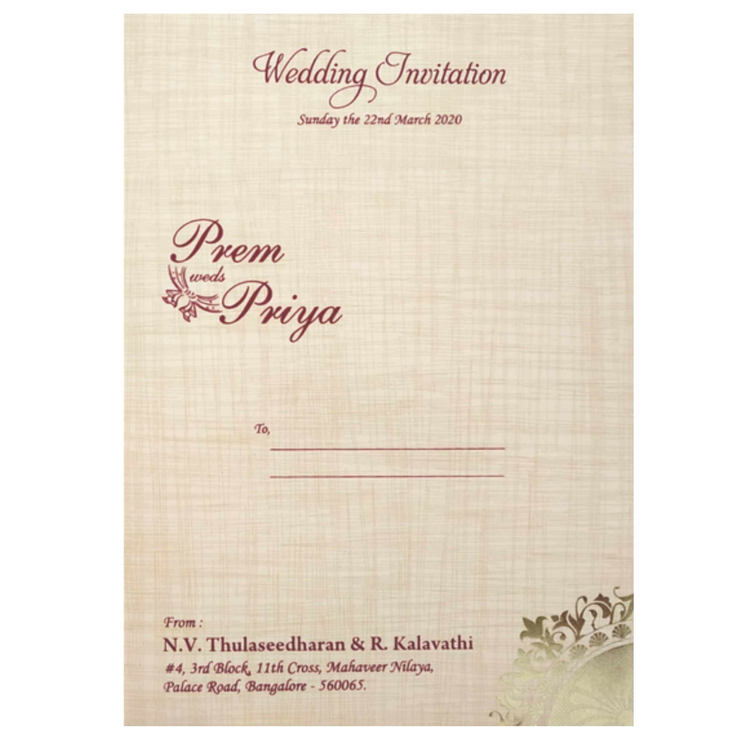 Sandal Metallic Door Type Die Cut Invitation – King of Cards