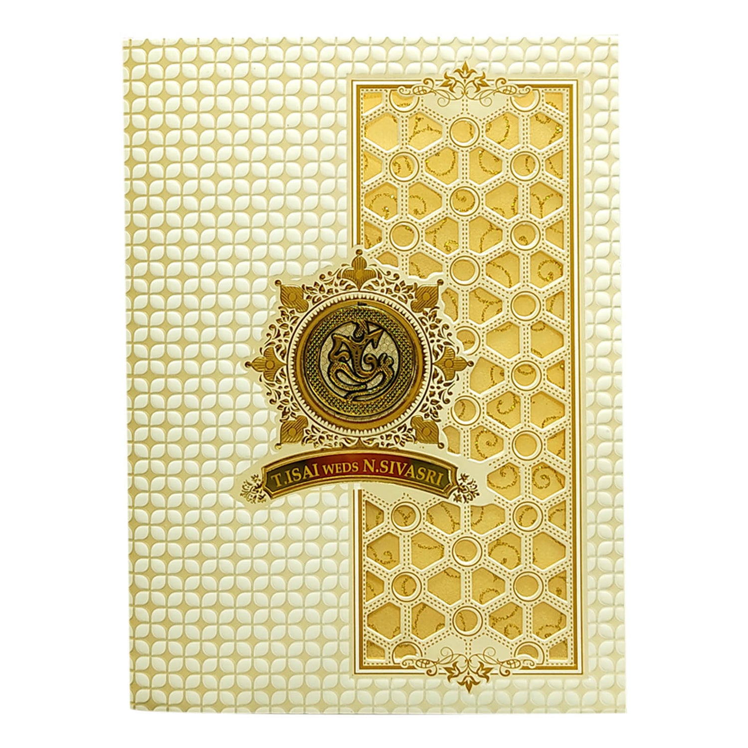 White Laser Cut Nameplate Invitation Card-KNK7062W