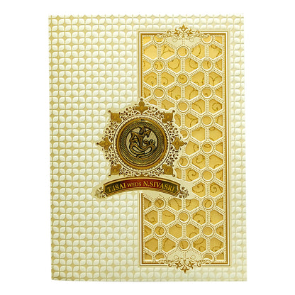White Laser Cut Nameplate Invitation Card-KNK7062W