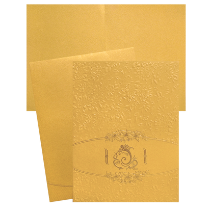 Golden Shimmery Ganesha Wedding Card-KNK2293