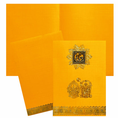 Orange Metallic Balaji Padmavathi Invite With Square Ganesha-KNCM22OB