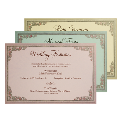 Pink Baroque Floral Wedding Invitation Box-KSI64390