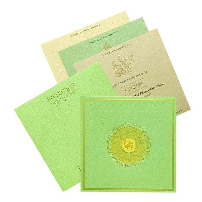 Elegant and attractive Green padded nameplate invitation card! Buy now! ? Customer Support ? Home Delivery.