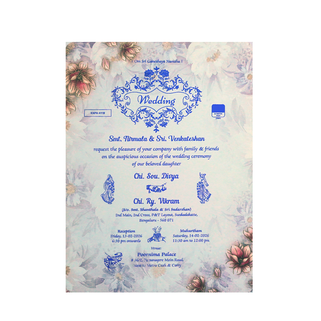 White Floral Single Sheet Invitation-King of Cards