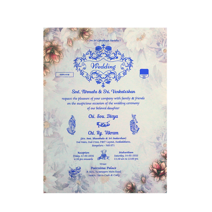White Floral Single Sheet Invitation-King of Cards