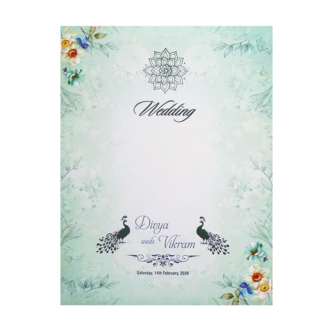 Green Floral Single Sheet Invitation-King of Cards