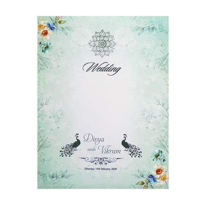 Green Floral Single Sheet Invitation-King of Cards