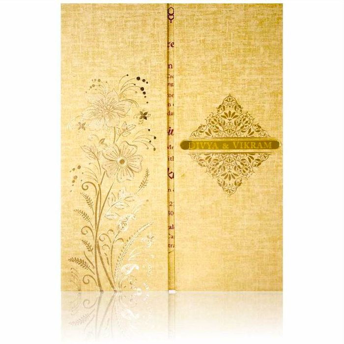 Brown Gold Designer Padded Invite With Name Plate-KNPS9513N