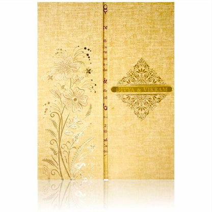 Brown Gold Designer Padded Invite With Name Plate-KNPS9513N