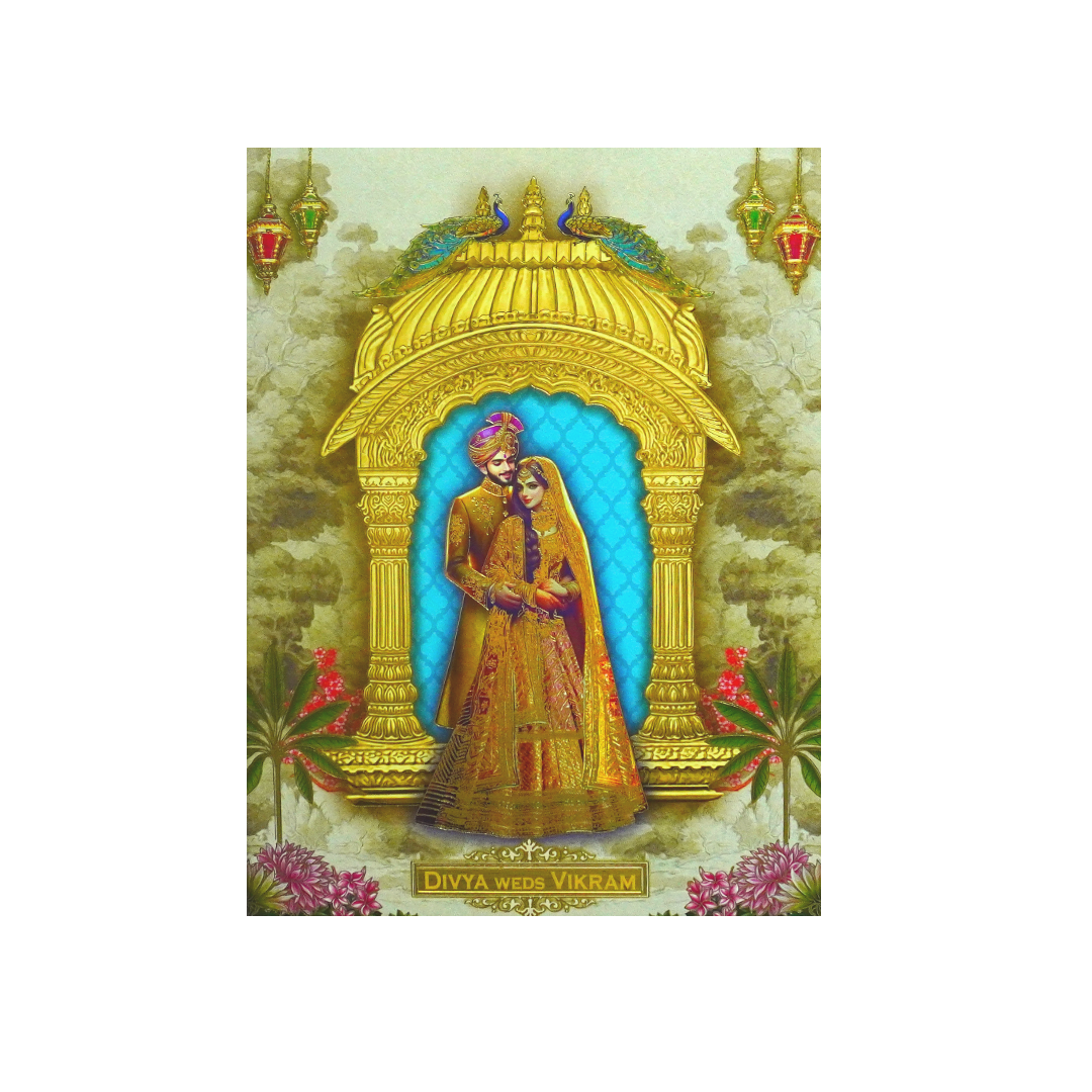 Olive green Shade Royal Bride Groom Wedding Card-King of Cards