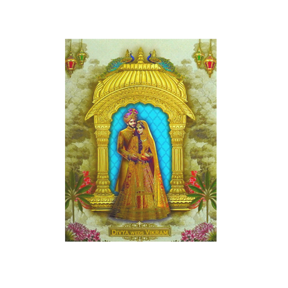 Olive green Shade Royal Bride Groom Wedding Card-King of Cards