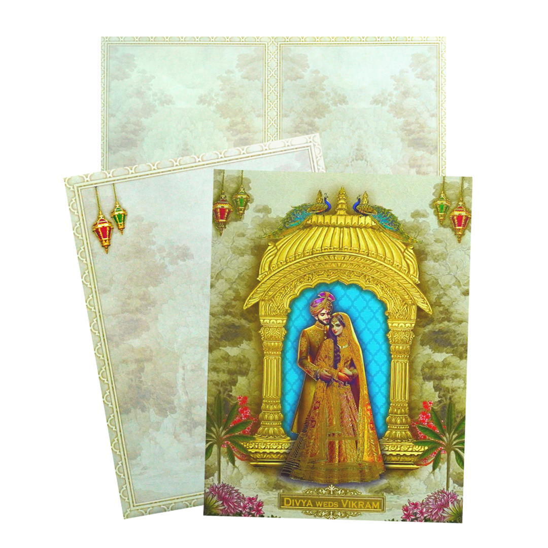 Olive green Shade Royal Bride Groom Wedding Card-King of Cards