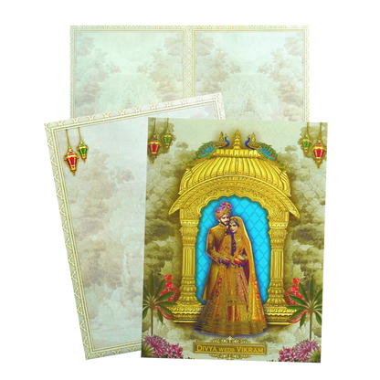 Olive green Shade Royal Bride Groom Wedding Card-King of Cards